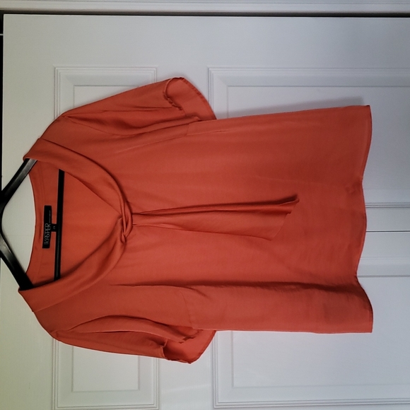 Kasper 2X scoop neck top in tangerine colour - Picture 1 of 4